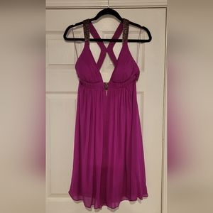 Aidan Mattox Niteline Purple Chiffon & Silk Dress - Size 8